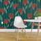 Peel & Stick Wallpaper 2FT Wide Bold Floral Red Green Abstract Flowers Elegant Geometric Jewel Tone Timeless Custom Removable Wallpaper by Spoonflower